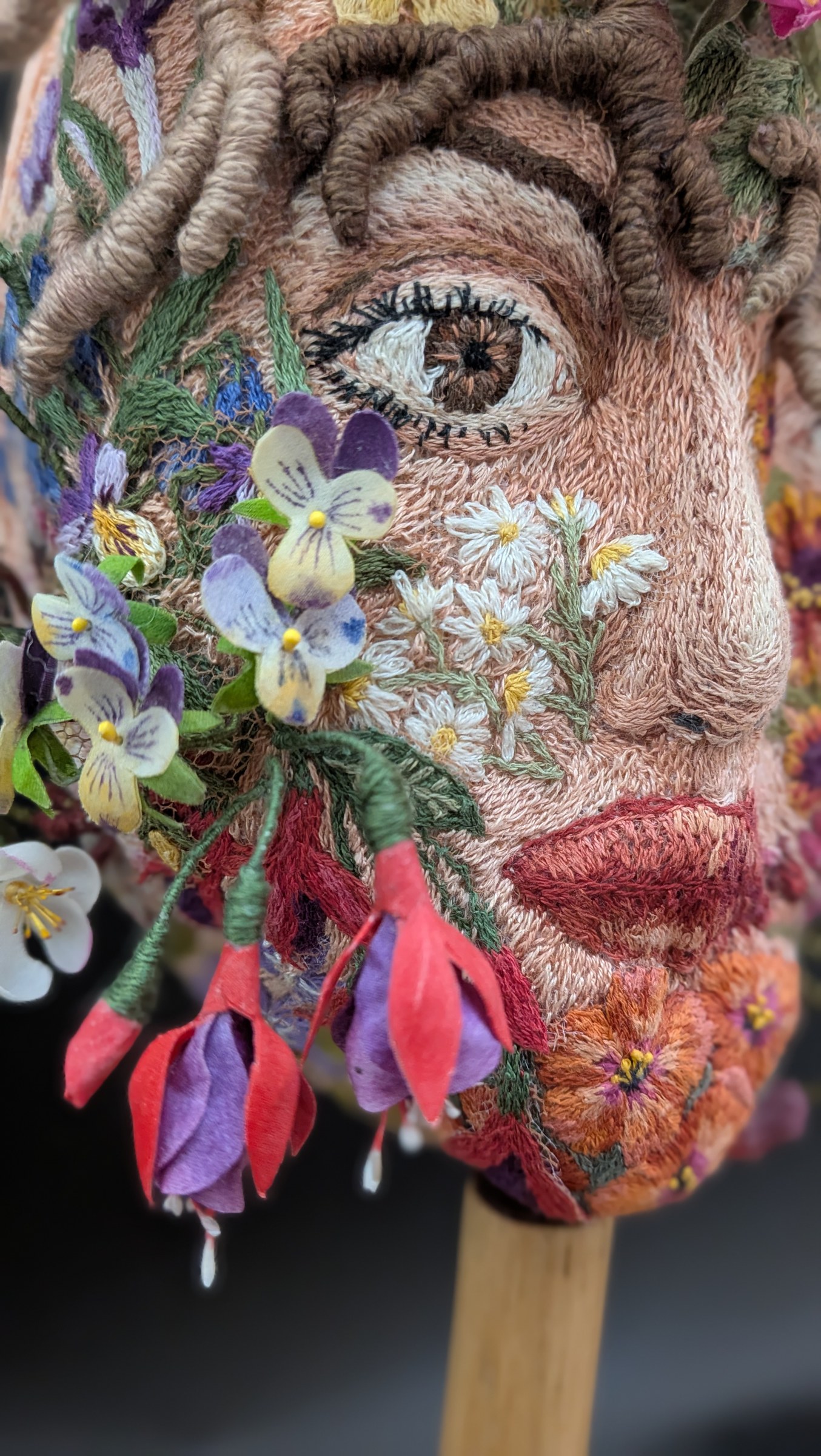 Youth side of the embroidered face